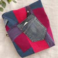 Patchworktasche mit Jeanselementen - MagentaBlue