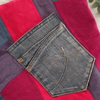 Patchworktasche mit Jeanselementen - MagentaBlue