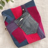 Patchworktasche mit Jeanselementen - MagentaBlue