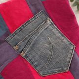 Patchworktasche mit Jeanselementen - MagentaBlue